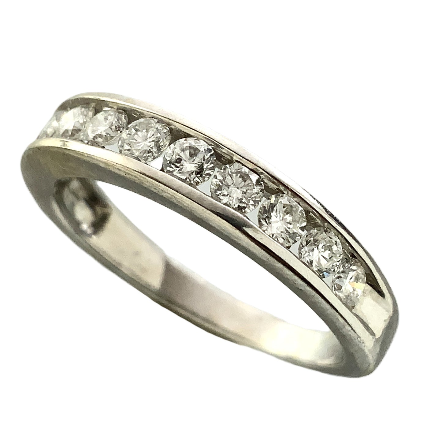 14K White Gold Half Eternity .55 Total Carats 5.25 Size Ring AU417