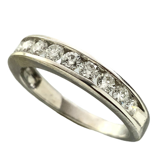 14K White Gold Half Eternity .55 Total Carats 5.25 Size Ring AU417