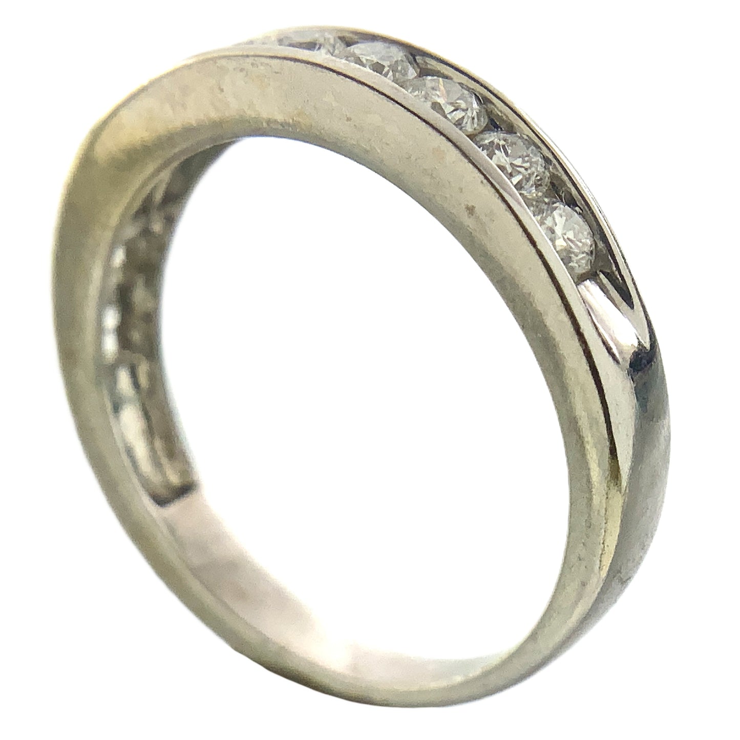 14K White Gold Half Eternity .55 Total Carats 5.25 Size Ring AU417