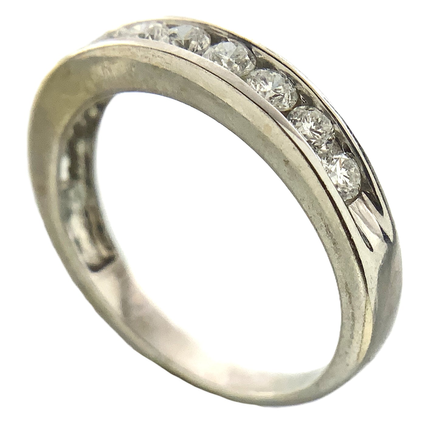 14K White Gold Half Eternity .55 Total Carats 5.25 Size Ring AU417