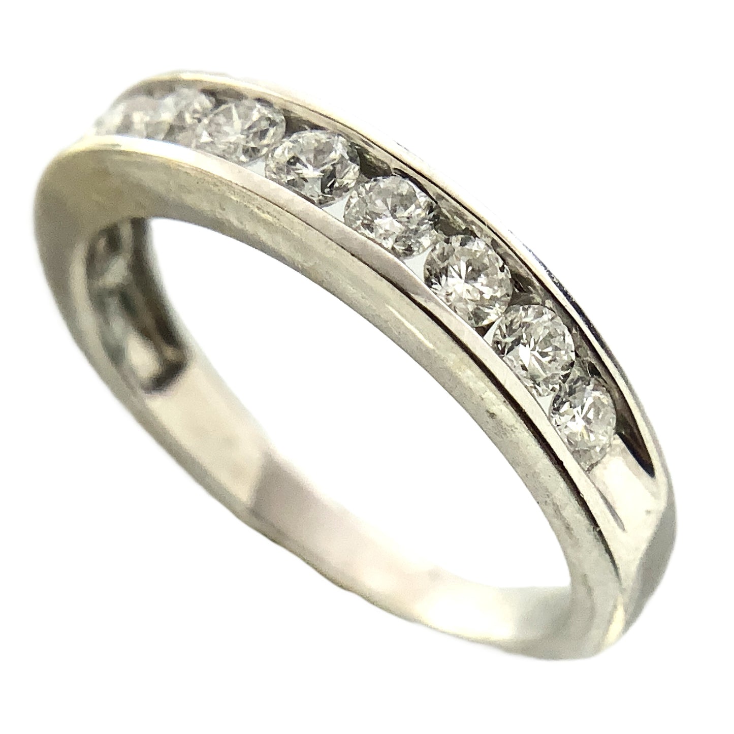 14K White Gold Half Eternity .55 Total Carats 5.25 Size Ring AU417