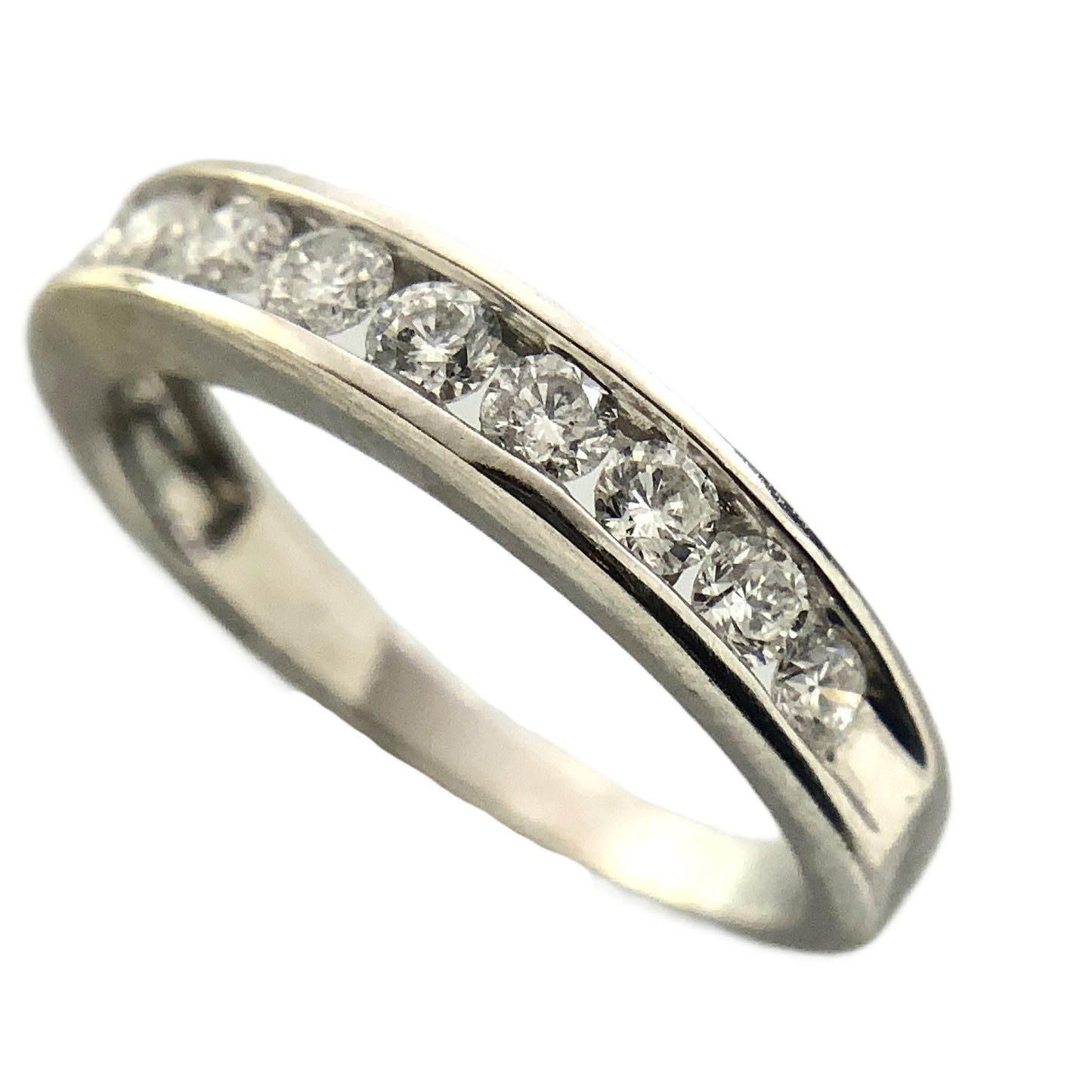 14K White Gold Half Eternity .55 Total Carats 5.25 Size Ring AU417