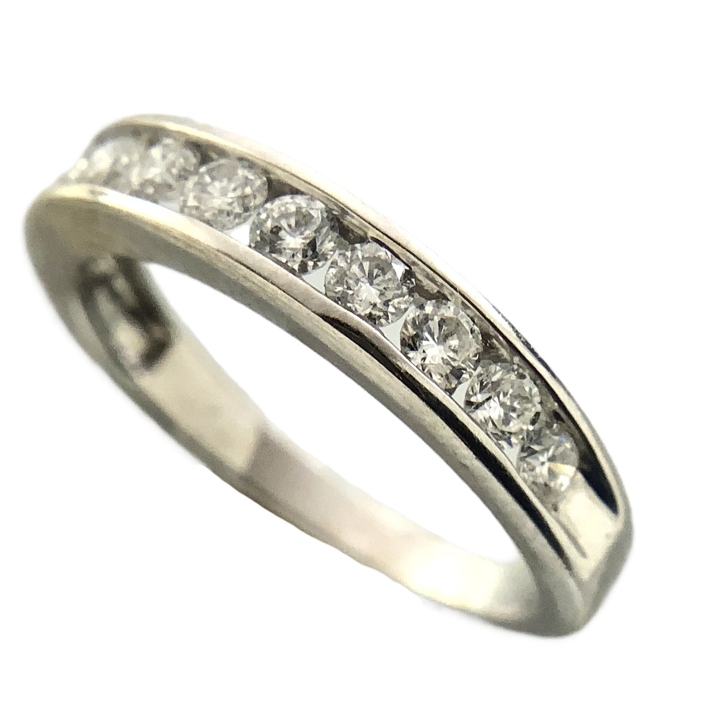 14K White Gold Half Eternity .55 Total Carats 5.25 Size Ring AU417