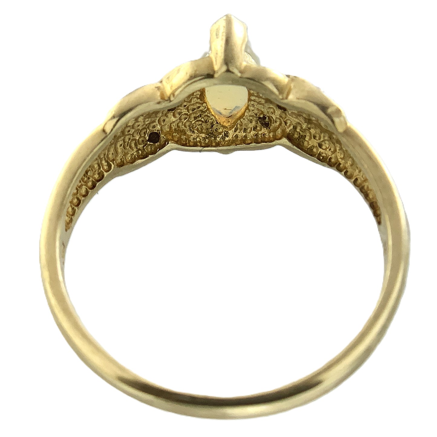 10K Yellow Gold Marquise Cut Opal with Diamond Twisted Bypass Accents .06 Total Carats Size 6 Ring AU418