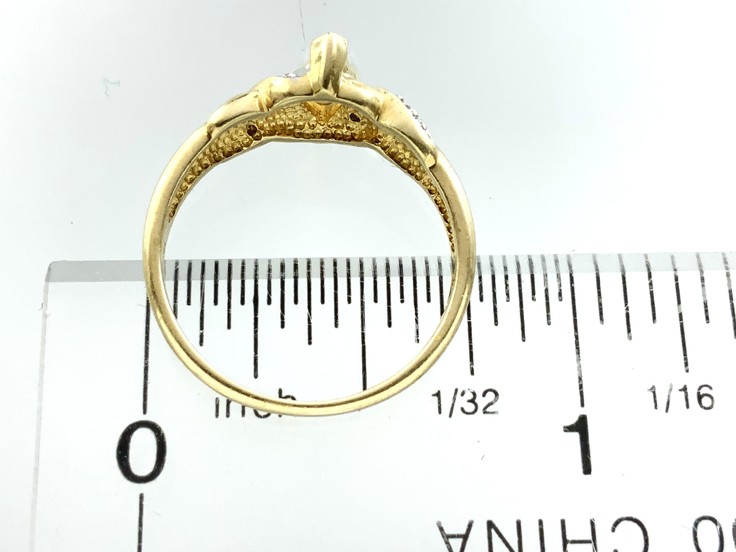 10K Yellow Gold Marquise Cut Opal with Diamond Twisted Bypass Accents .06 Total Carats Size 6 Ring AU418
