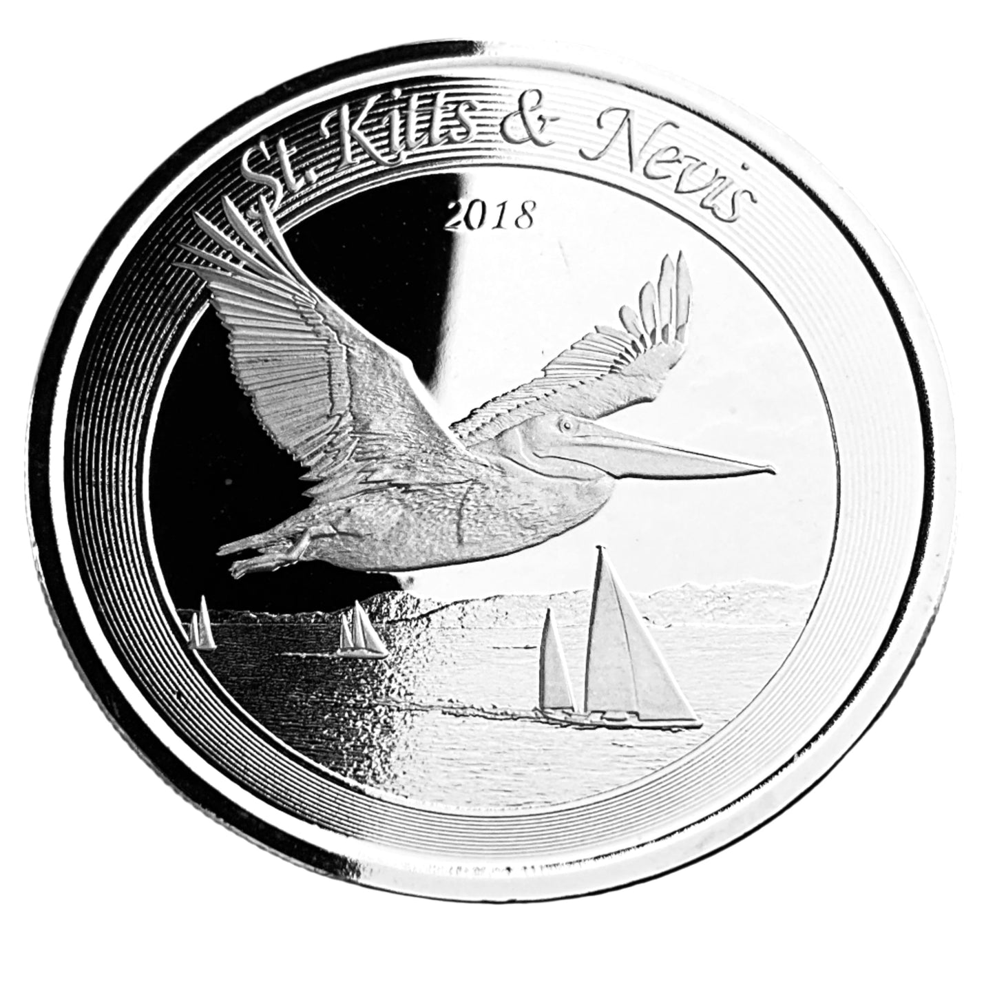 1 ozt St. Kitts Nevis Brown Pelican $2 Coin