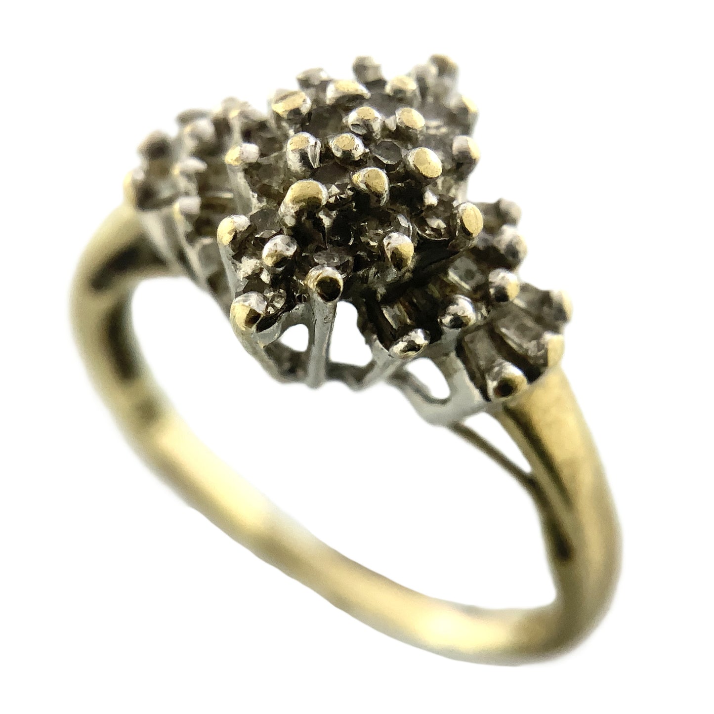 10K Yellow Gold Diamonds Cluster Cocktail .45 Total Carats Size 6.5 Ring AU421