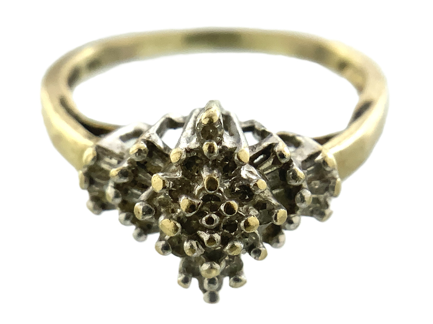 10K Yellow Gold Diamonds Cluster Cocktail .45 Total Carats Size 6.5 Ring AU421