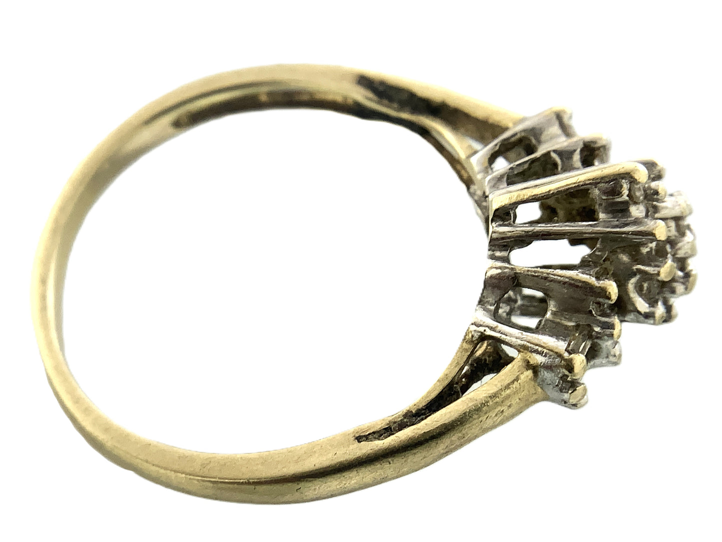 10K Yellow Gold Diamonds Cluster Cocktail .45 Total Carats Size 6.5 Ring AU421
