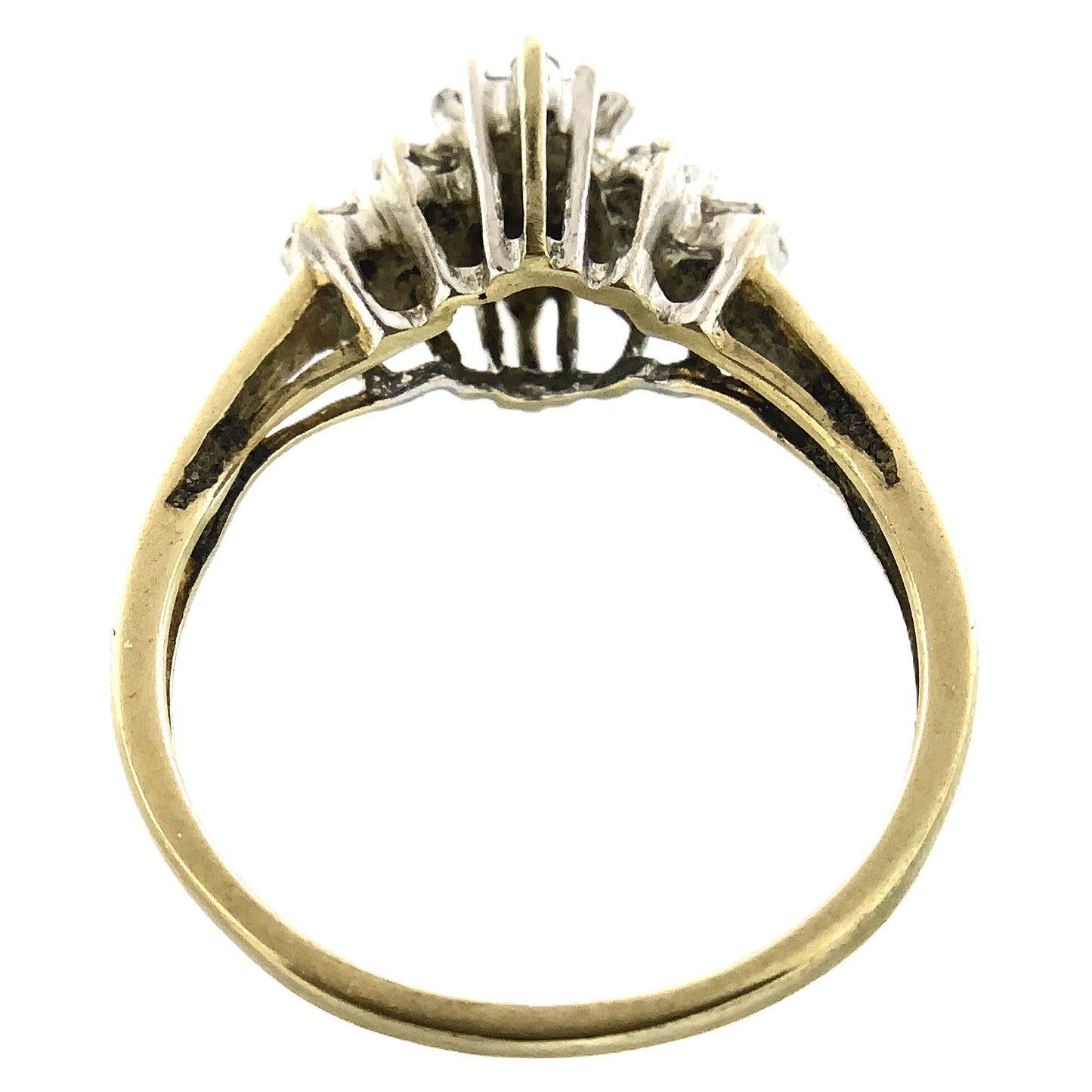 10K Yellow Gold Diamonds Cluster Cocktail .45 Total Carats Size 6.5 Ring AU421