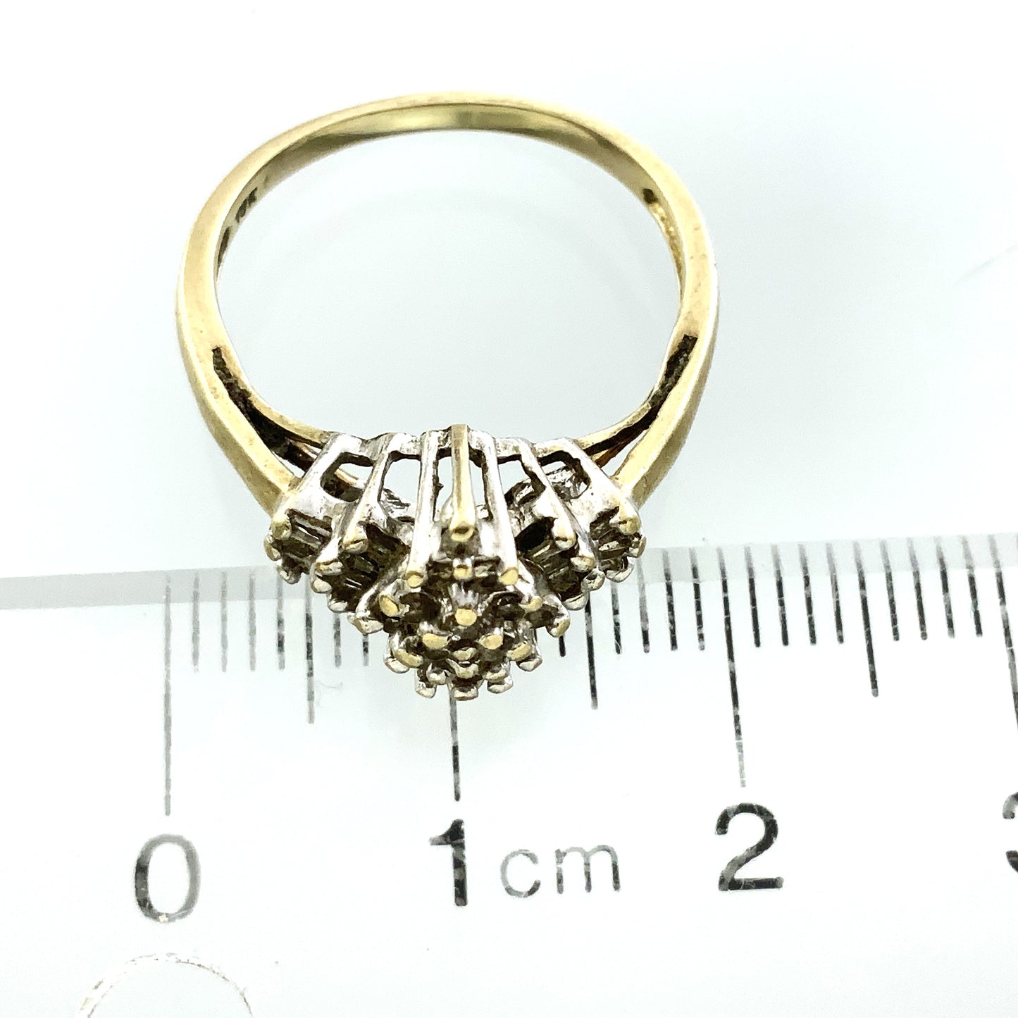 10K Yellow Gold Diamonds Cluster Cocktail .45 Total Carats Size 6.5 Ring AU421