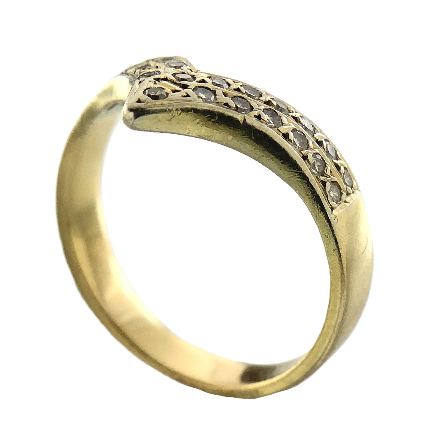 10K Yellow Gold V Shape Chevron Wishbone Diamond .26 Total Carats Size 8.5 Ring AU427