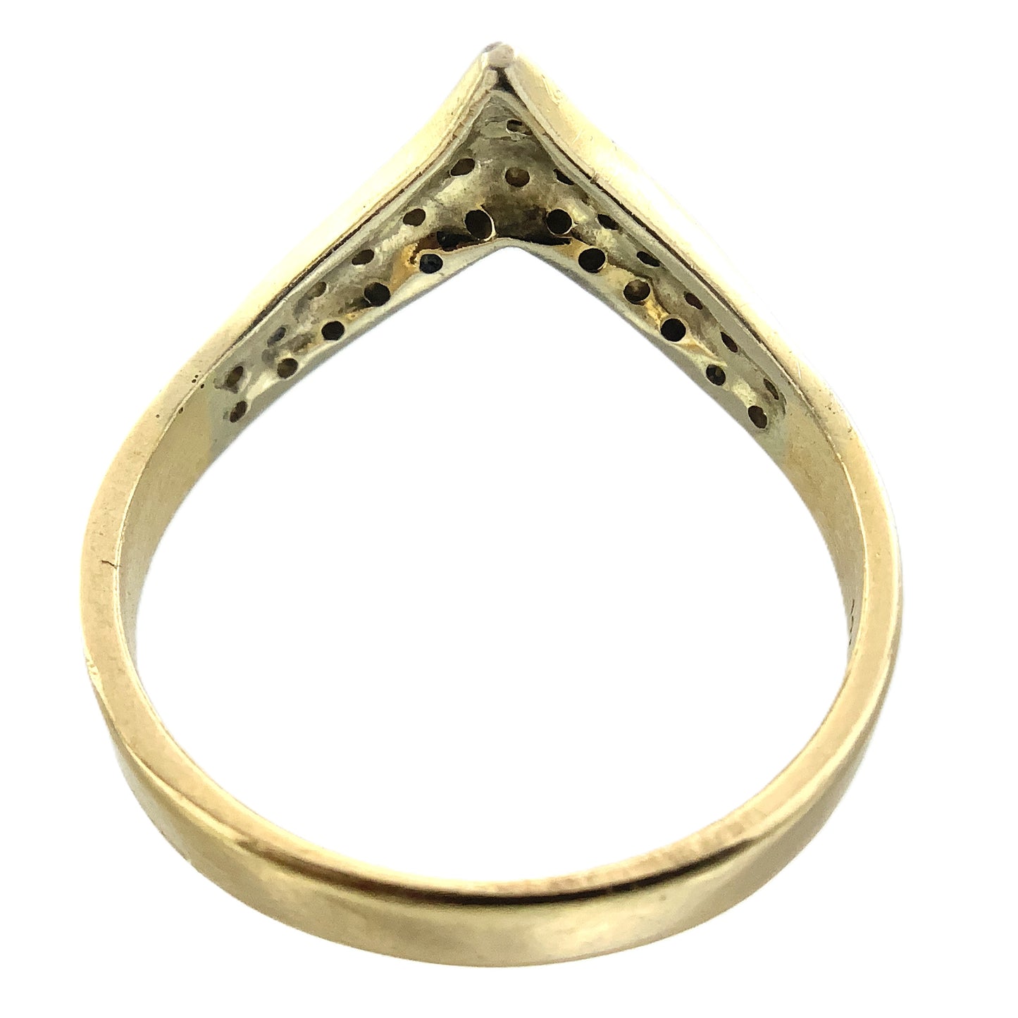 10K Yellow Gold V Shape Chevron Wishbone Diamond .26 Total Carats Size 8.5 Ring AU427