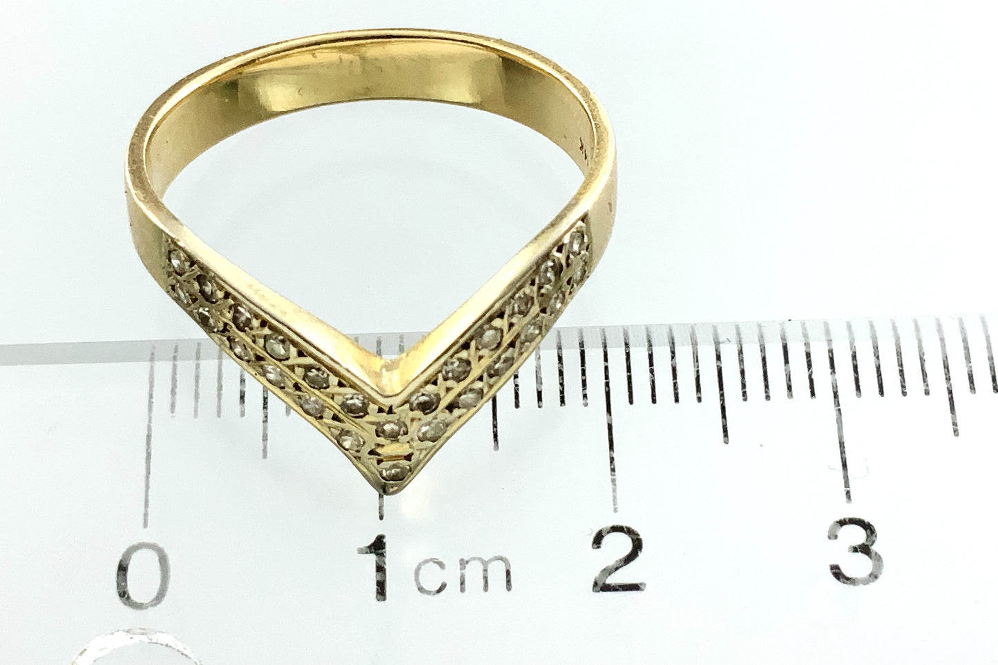10K Yellow Gold V Shape Chevron Wishbone Diamond .26 Total Carats Size 8.5 Ring AU427