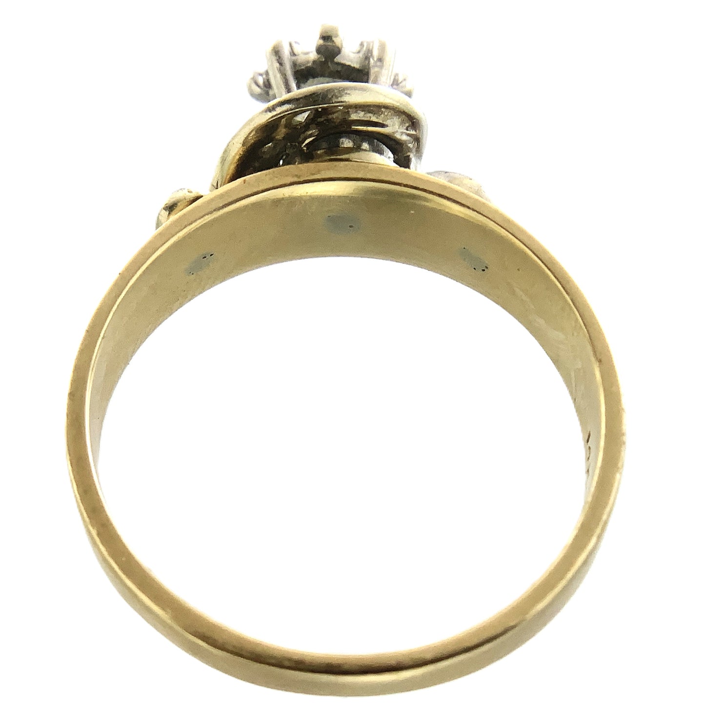 14K Yellow Gold Solitaire Cluster Two Tone Diamond .53 Total Carats Size 7 Ring AU428