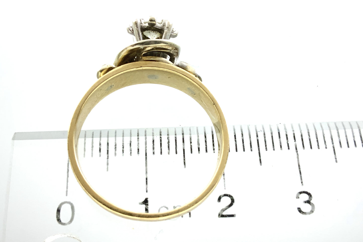 14K Yellow Gold Solitaire Cluster Two Tone Diamond .53 Total Carats Size 7 Ring AU428