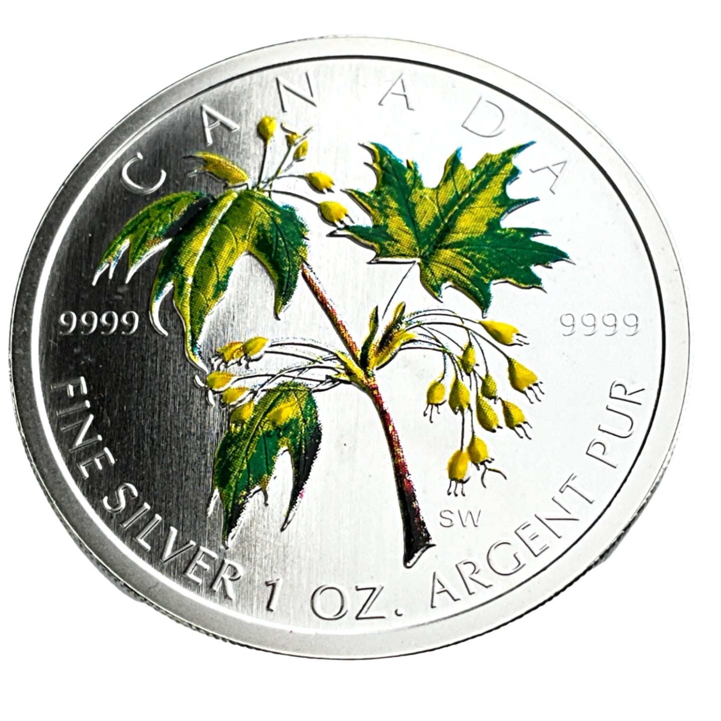 1 ozt Maples Leaf Seeds 9999 Silver $5 Coin