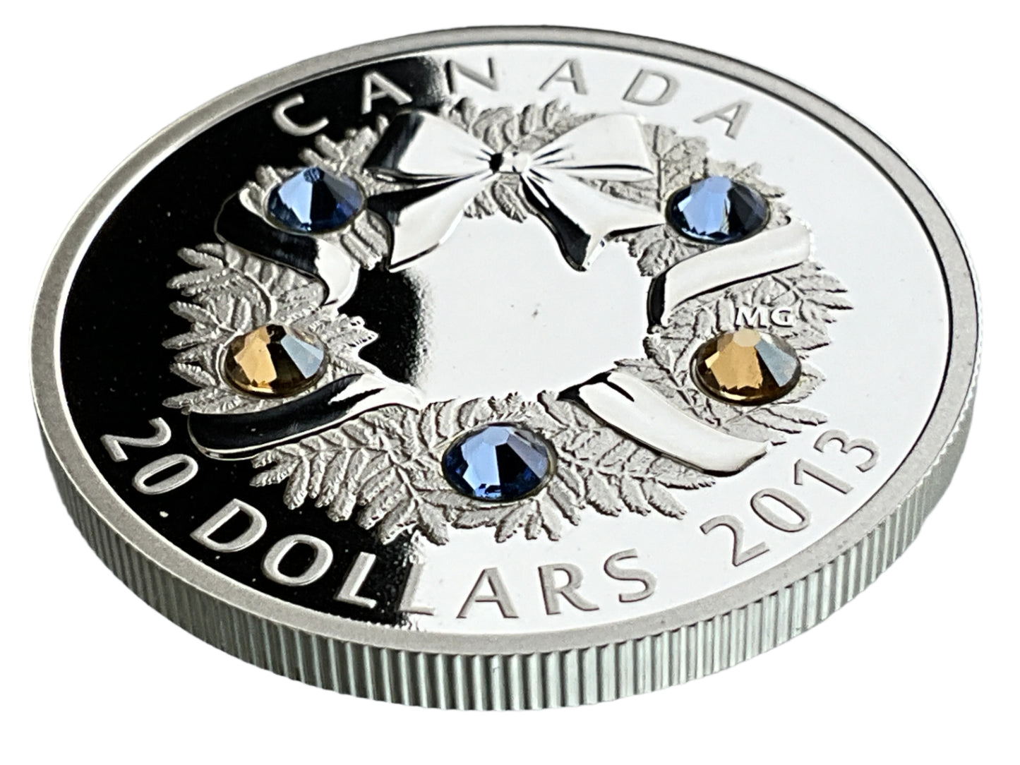 1 ozt Holiday Wreath 9999 Silver $20 Coin