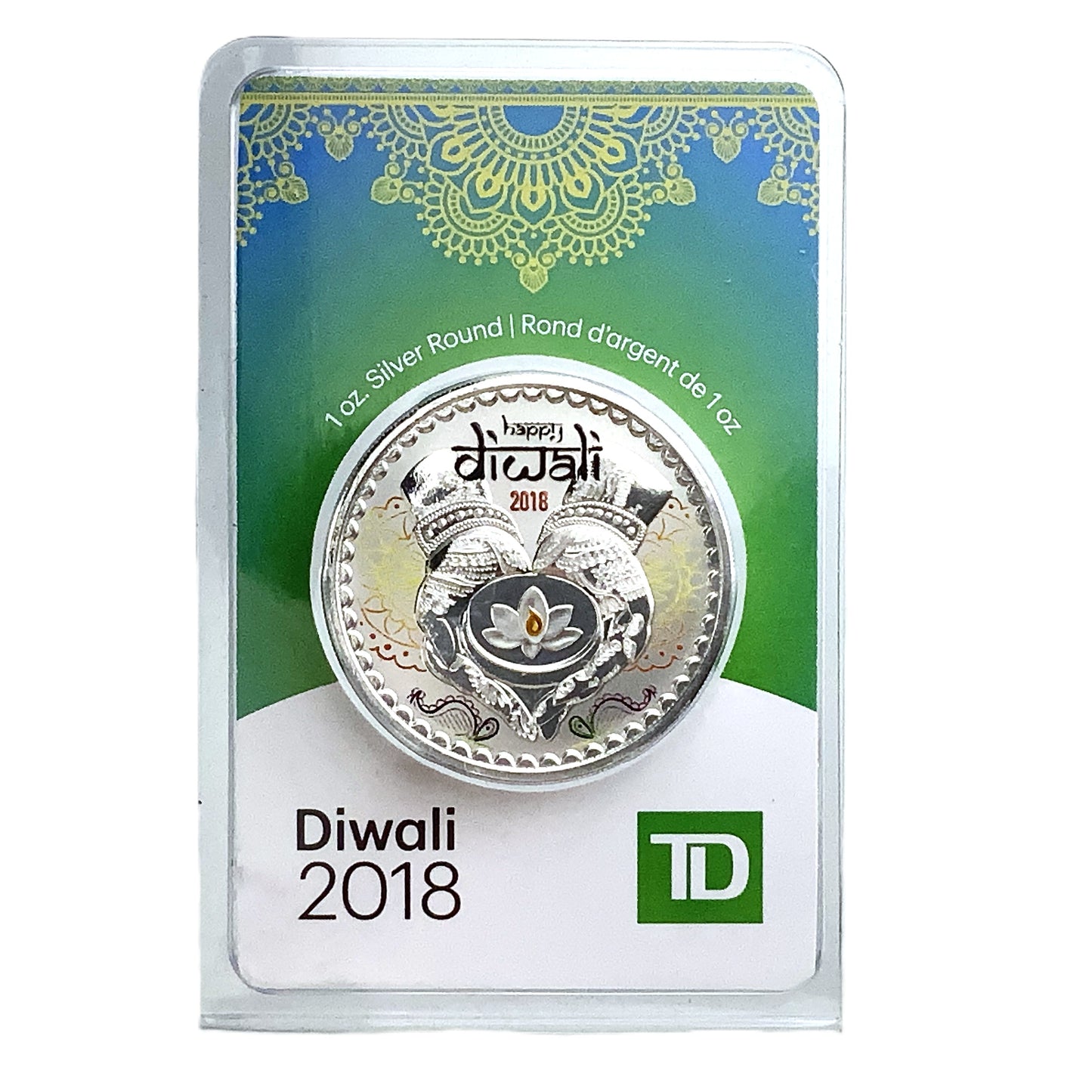 1 ozt TD Diwali Bank 9999 Silver Round