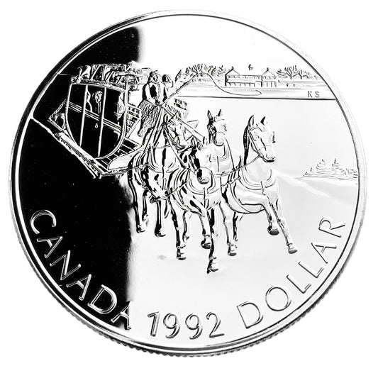 .375 ozt 1992 Kingston York Stagecoach Silver $1