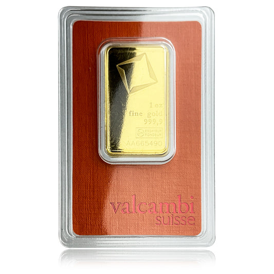 1 ozt Valcambi 9999 Gold Bar