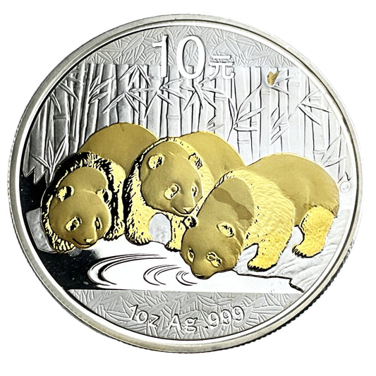1 ozt 2013 Chinese Panda 999 Gilded Silver