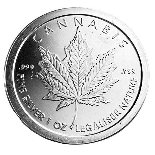 1 ozt Cannabis 999 Silver Shield Round