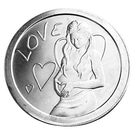 1 ozt Love and Pregnant 999 Silver Round