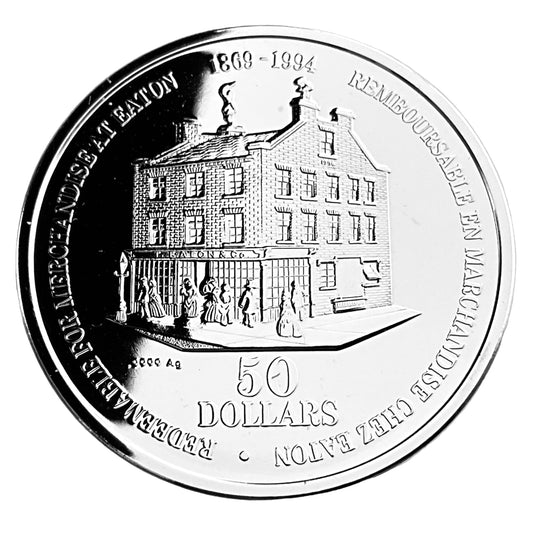 1 ozt Timothy Eaton 125th 9999 Silver $50