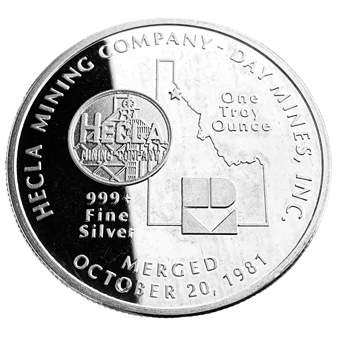 1 ozt 1982 Hecla Mining 999 Silver Round