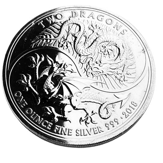 1 ozt Two Dragons 999 Silver Coin