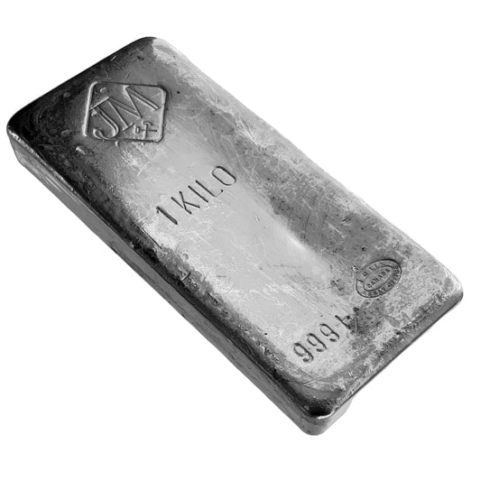 1 kilo Johnson Matthey Poured 999 Silver Bar