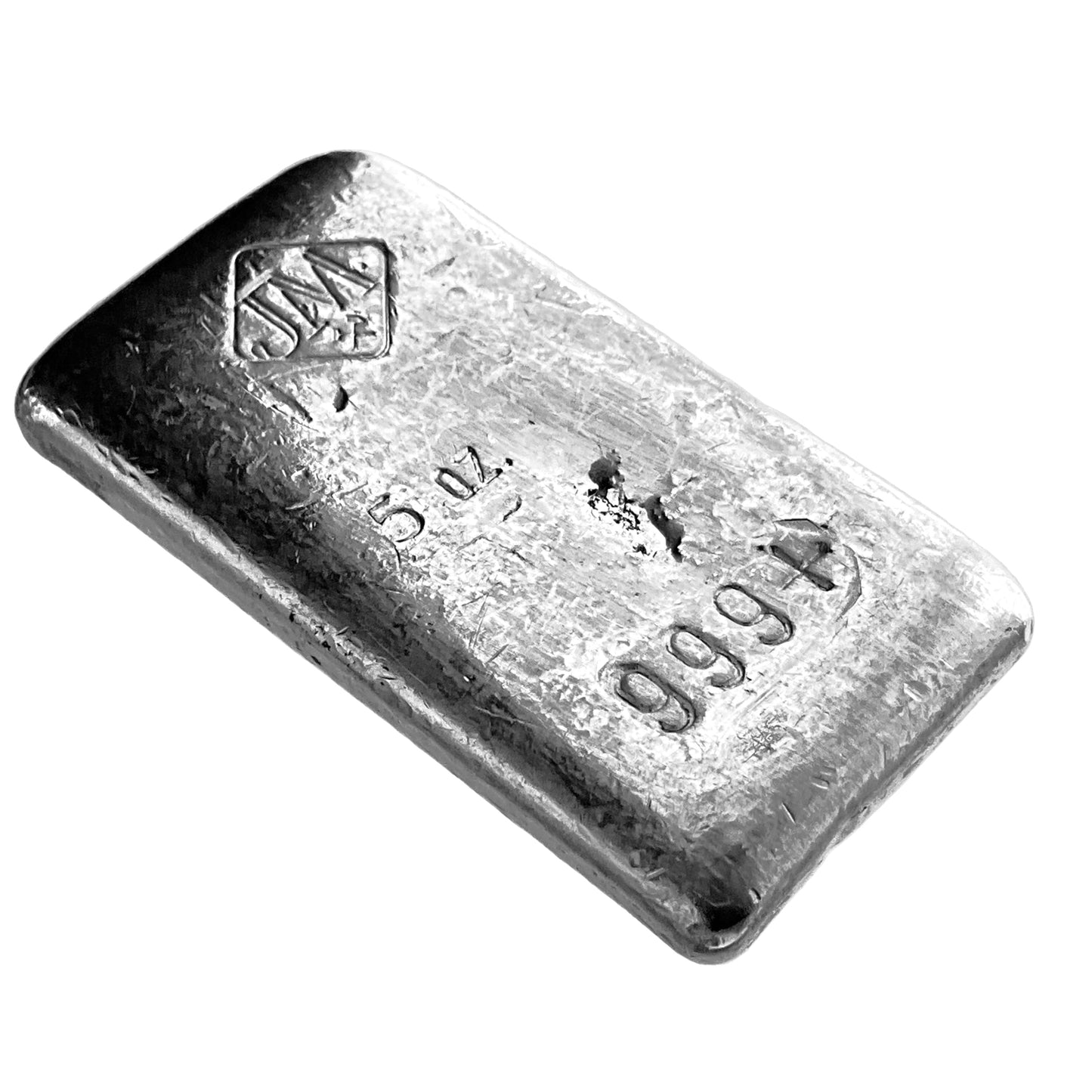 5 ozt Poured Johnson Matthey 999 Silver Bar