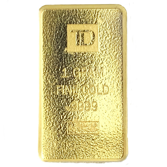 1 gram Toronto Dominion TD 9999 Gold Bar