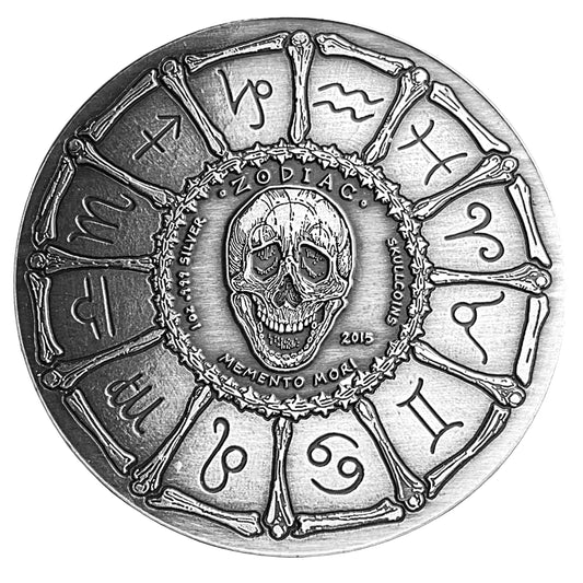 1 ozt SkullCoins Memento Mori Aries 999