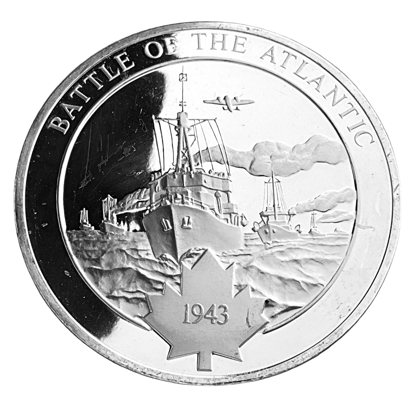 1.258 ozt Battle Atlantic 1943 925 Silver