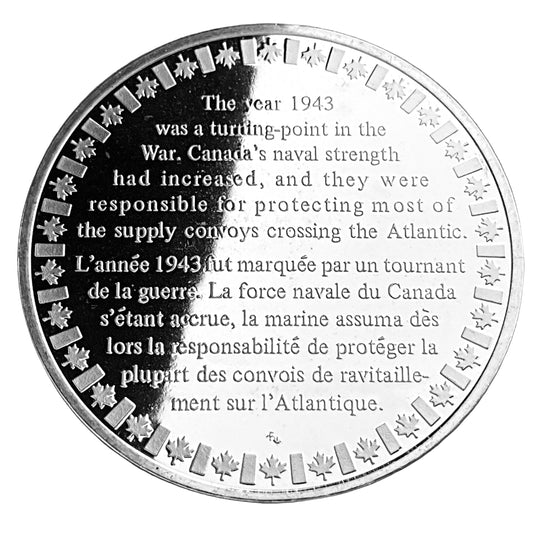 1.258 ozt Battle Atlantic 1943 925 Silver