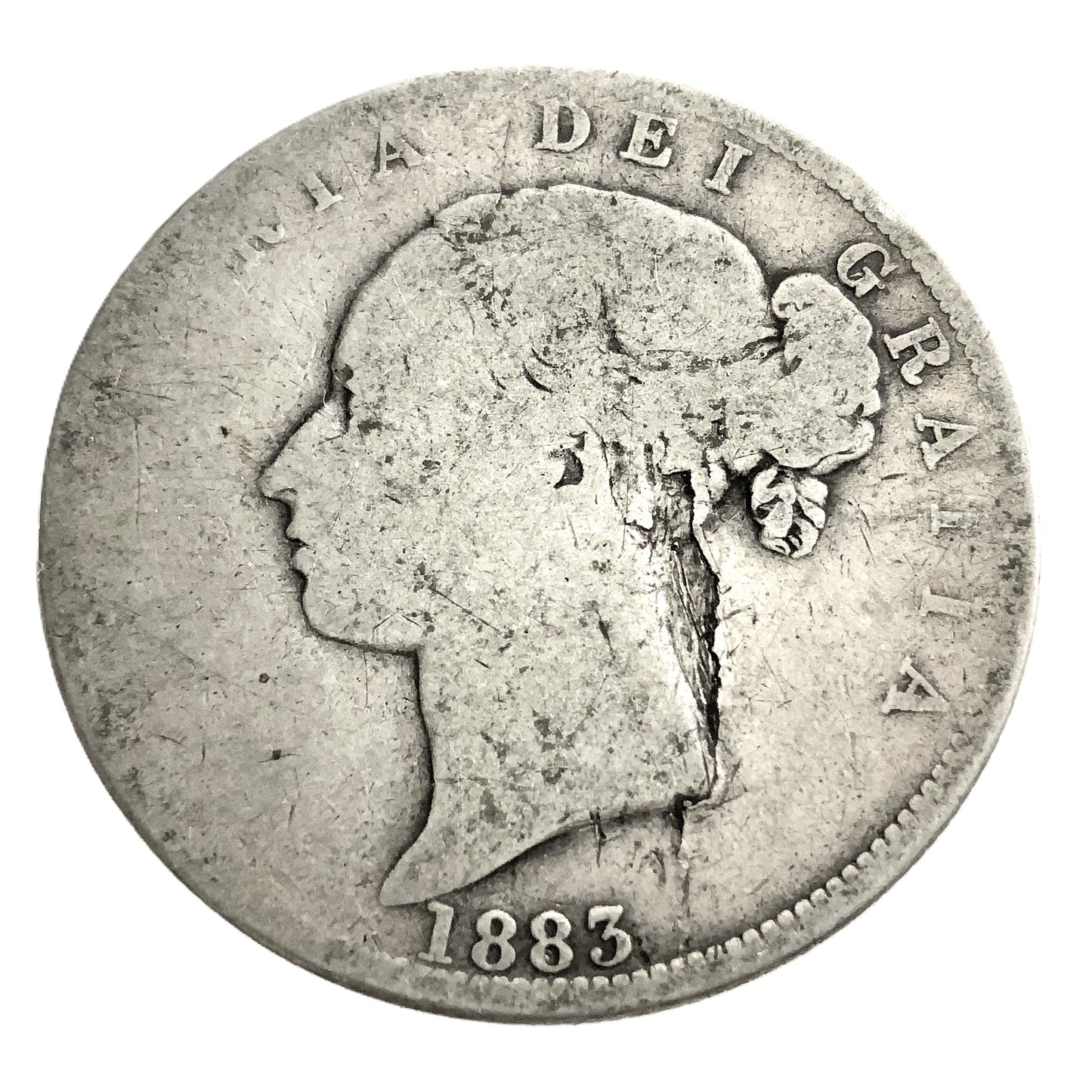 .42 ozt 1883 Britannia Silver 1/2 Crown