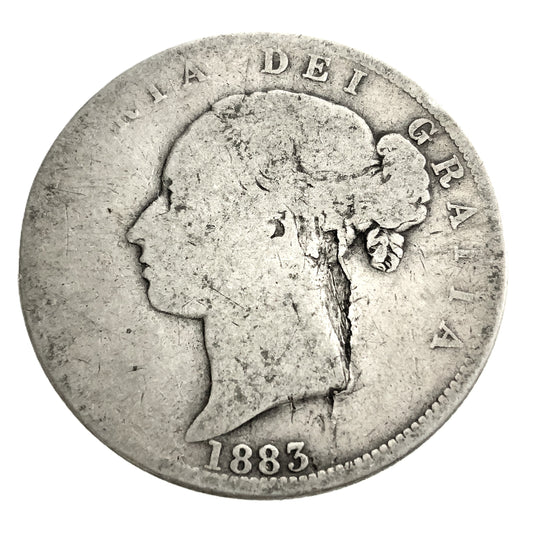 .42 ozt 1883 Britannia Silver 1/2 Crown