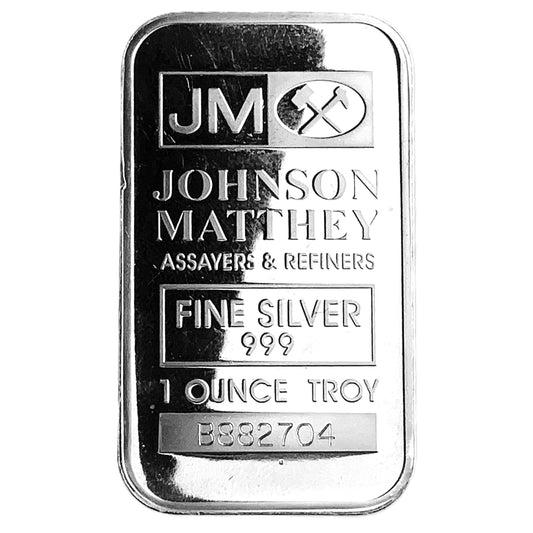 1 ozt Johnson Matthey JM 999 Silver Bullion Bar