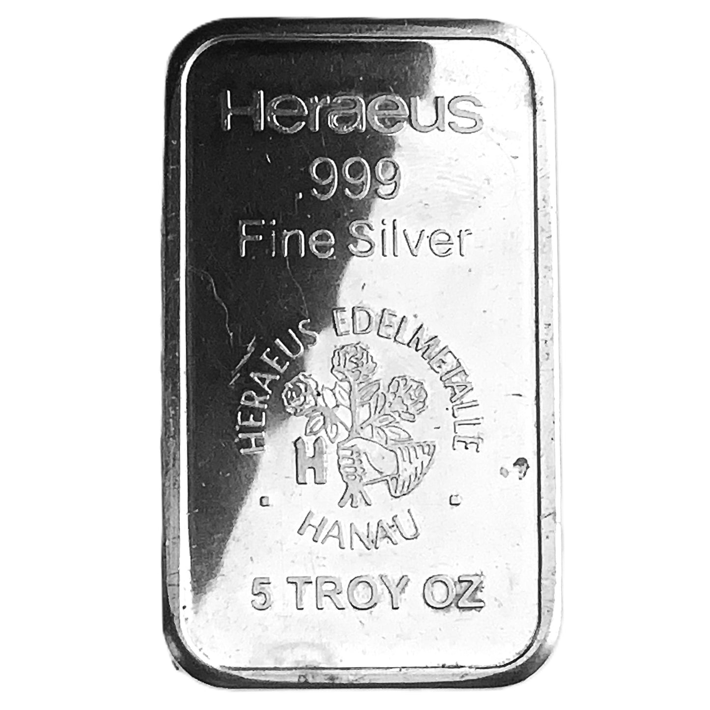 5 ozt Heraeus Edelmetalle Hanau 999 Fine Silver Bar