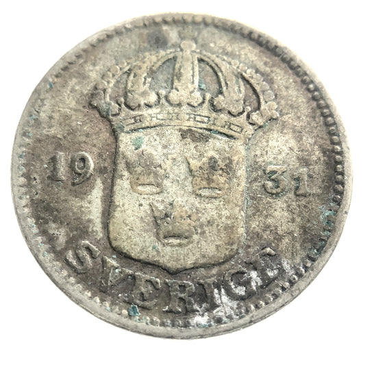 .04 ozt 1931 Sweden Silver 25 Ore