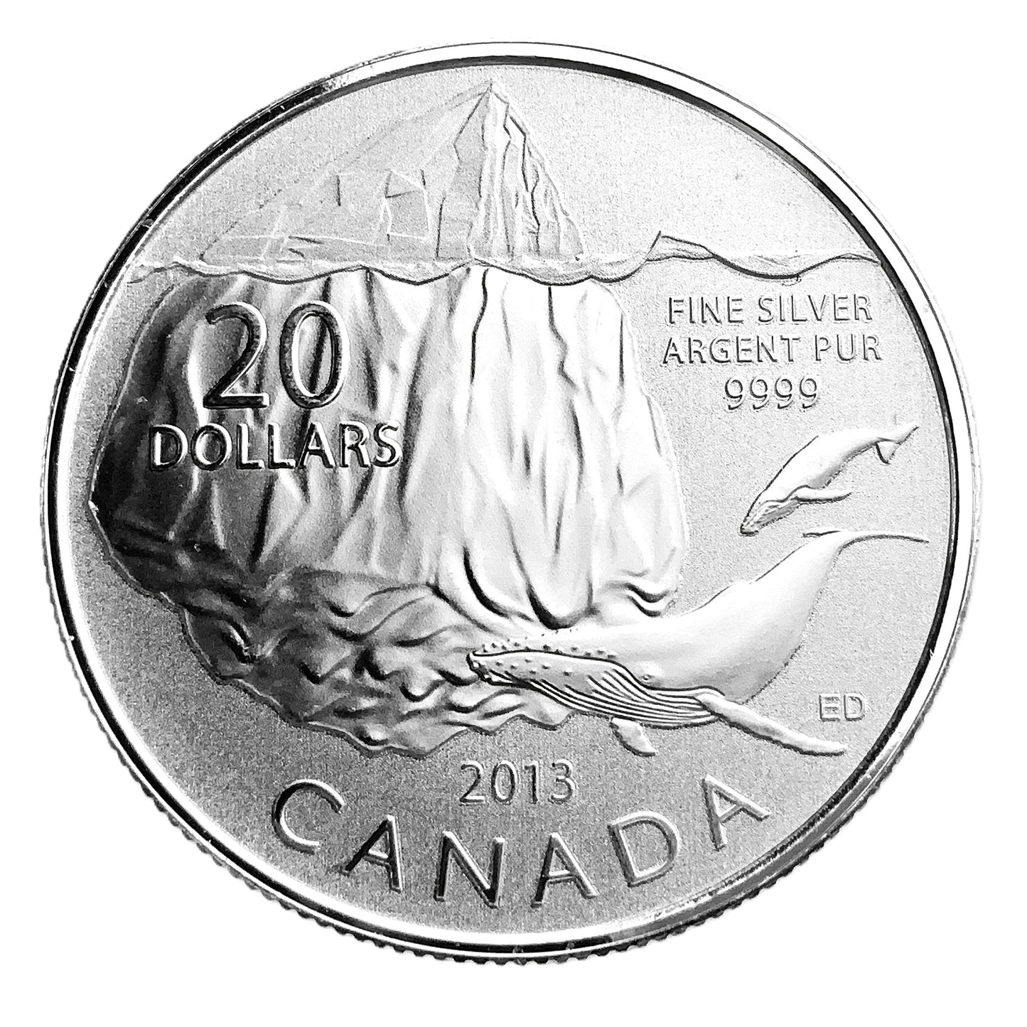 .250 ozt Iceberg Humpback Whale 9999 Silver $20 Coin