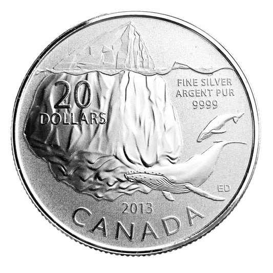 .250 ozt Iceberg Humpback Whale 9999 Silver $20 Coin