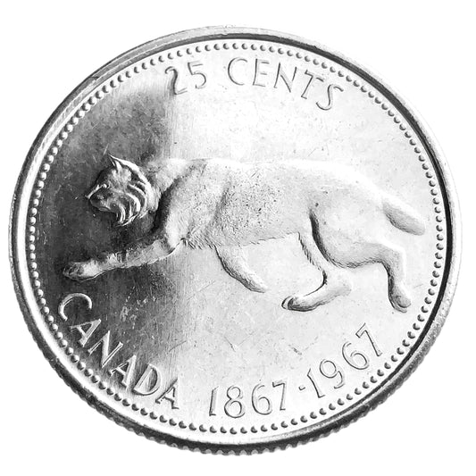 .12 ozt 1967 Bobcat Bluenose Silver 25¢