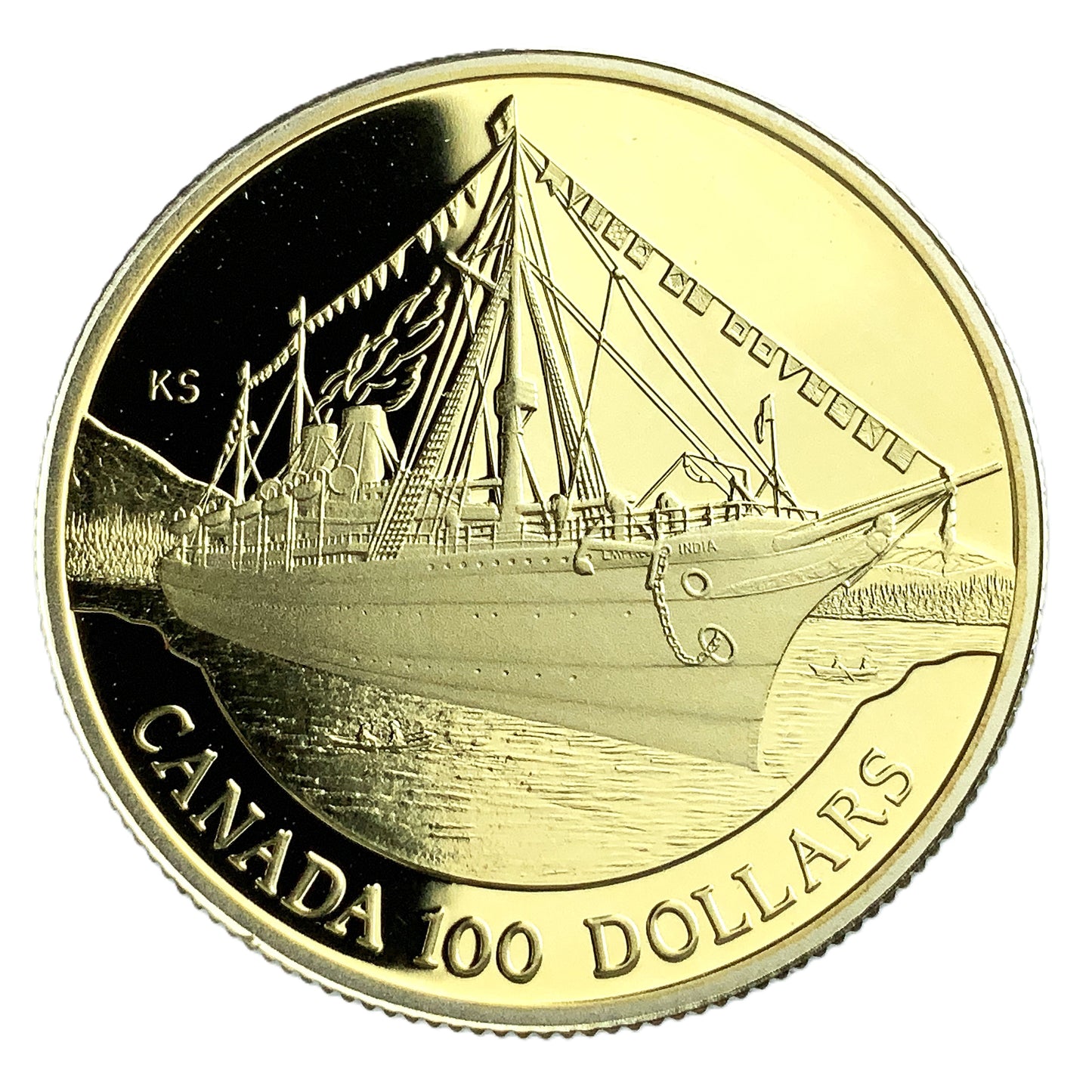 .250 ozt Empress of India Sailing Ship $100 Coin