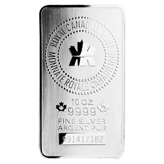10 oz Royal Canadian Mint RCM 9999 Bar (Price we pay at the moment)