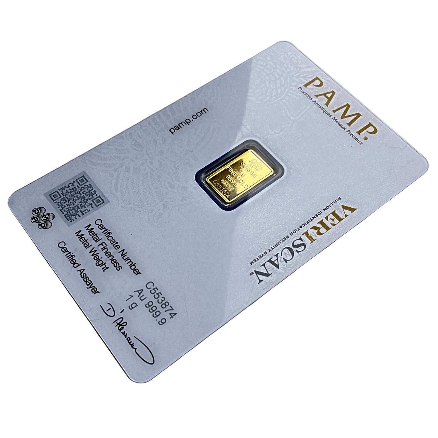 1 gram Pamp Swiss 9999 Gold Bar Ingot