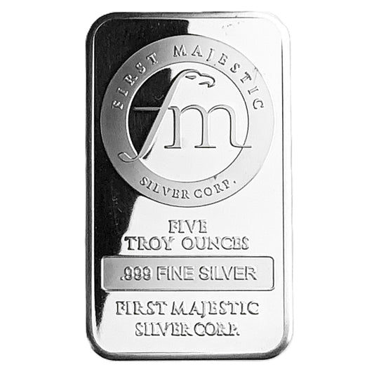 5 ozt First Majestic 999 Fine Silver Bar