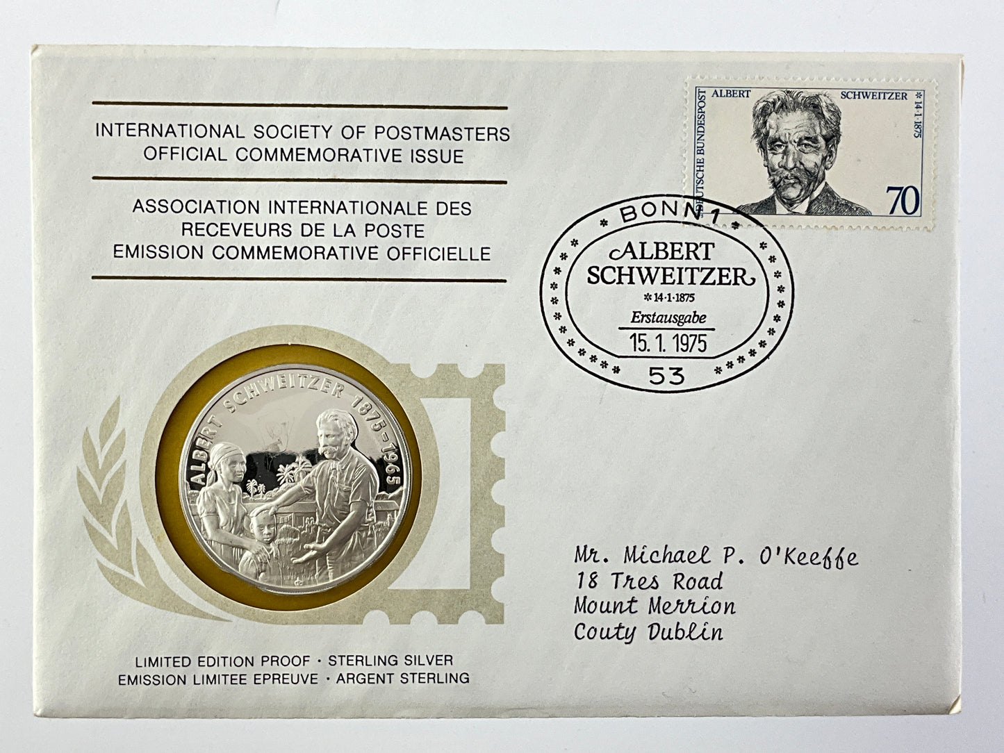 .624 ozt Albert Schweitzer Silver Medal